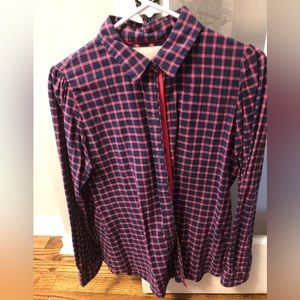 Banana Republic Navy and pink check soft washed shirt medium